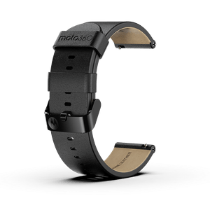 Cinturino in pelle Moto Premium - Nero con fibbia nera